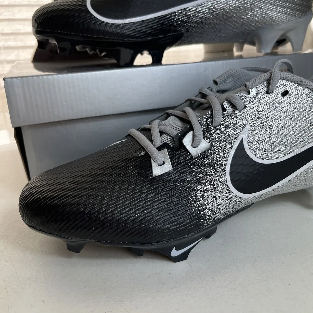 Nike Vapor Edge Speed 360 2 Metallic Silver Black Men Size 7.5 Football‎ Cleats